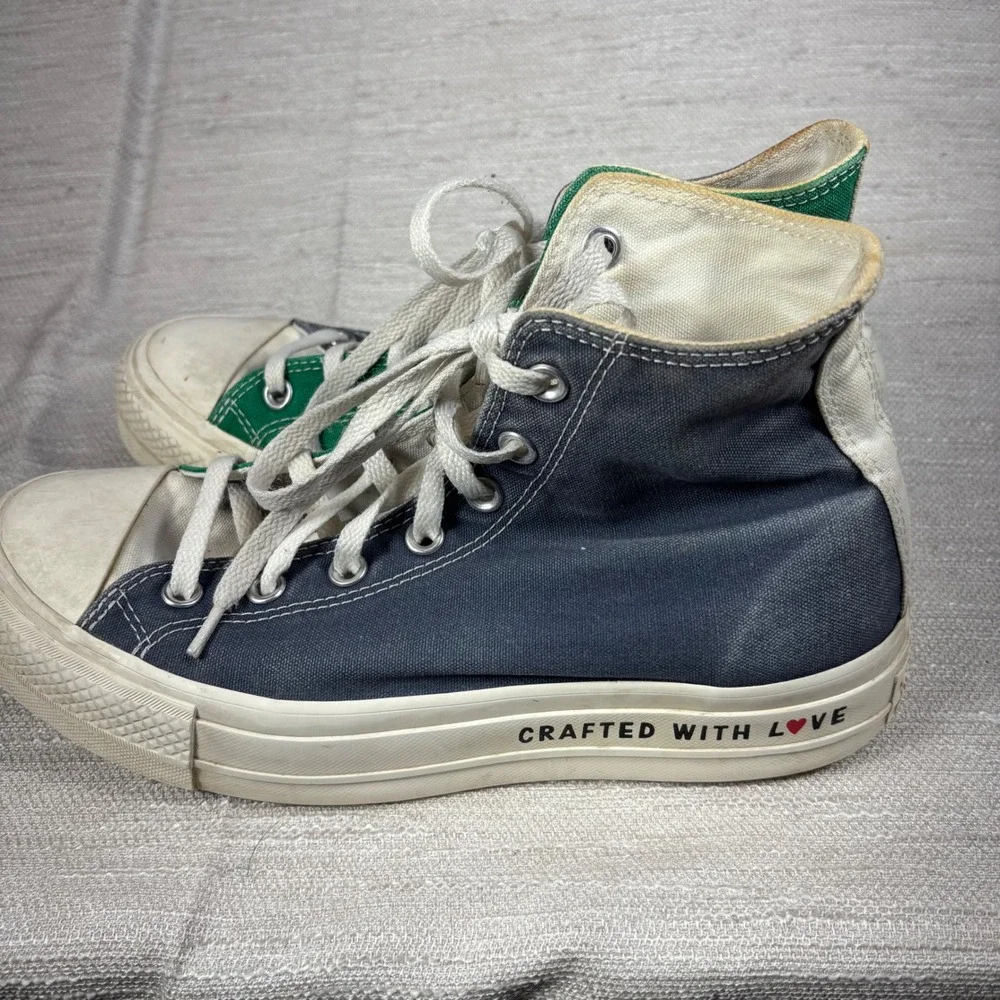 Converse Chuck Taylor All Star High Top Sneakers Navy Green Colorblock - Picture 3 of 11